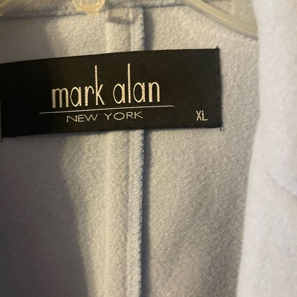 Mark Alan light blue pea coat open front self tie belt, size XL - Picture 14 of 16